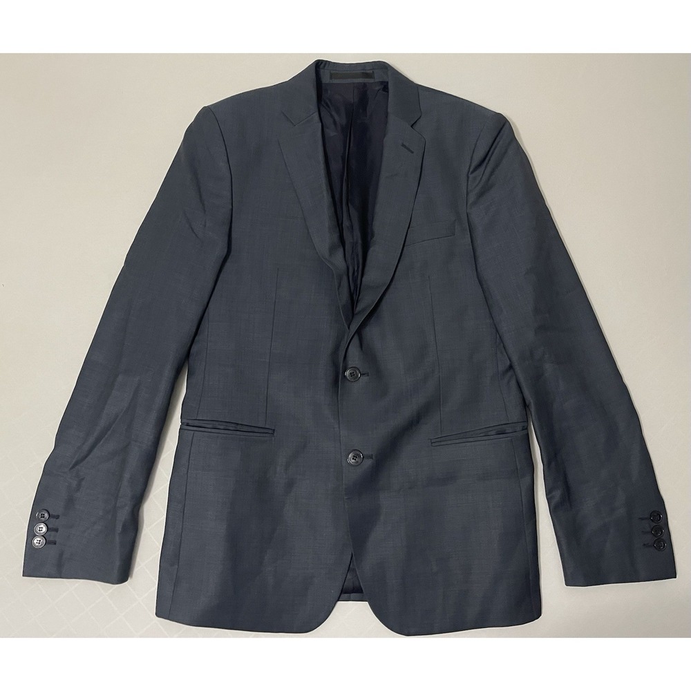 VERSACE Collection Mens 48 Navy Herringbone Blazer Jacket Wool Luxury